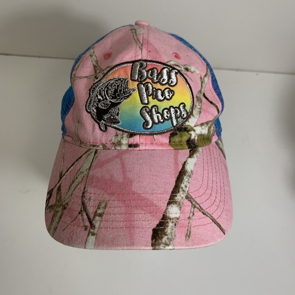 Bass Pro Shop, Accessories, Bass Pro Shops Fishing Pink Blue Camo  Adjustable Trucker Baseball Cap Hat Youth